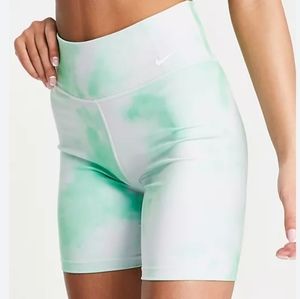💚🤍 NIKE One 7 Inch Clash Tight Biker Short Tie Dye Print Size Womens M